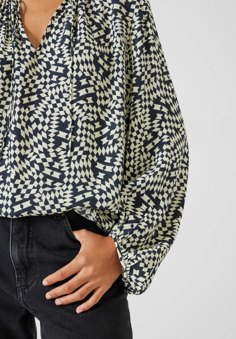 Hartley Gathered Sleeve Printed Top
