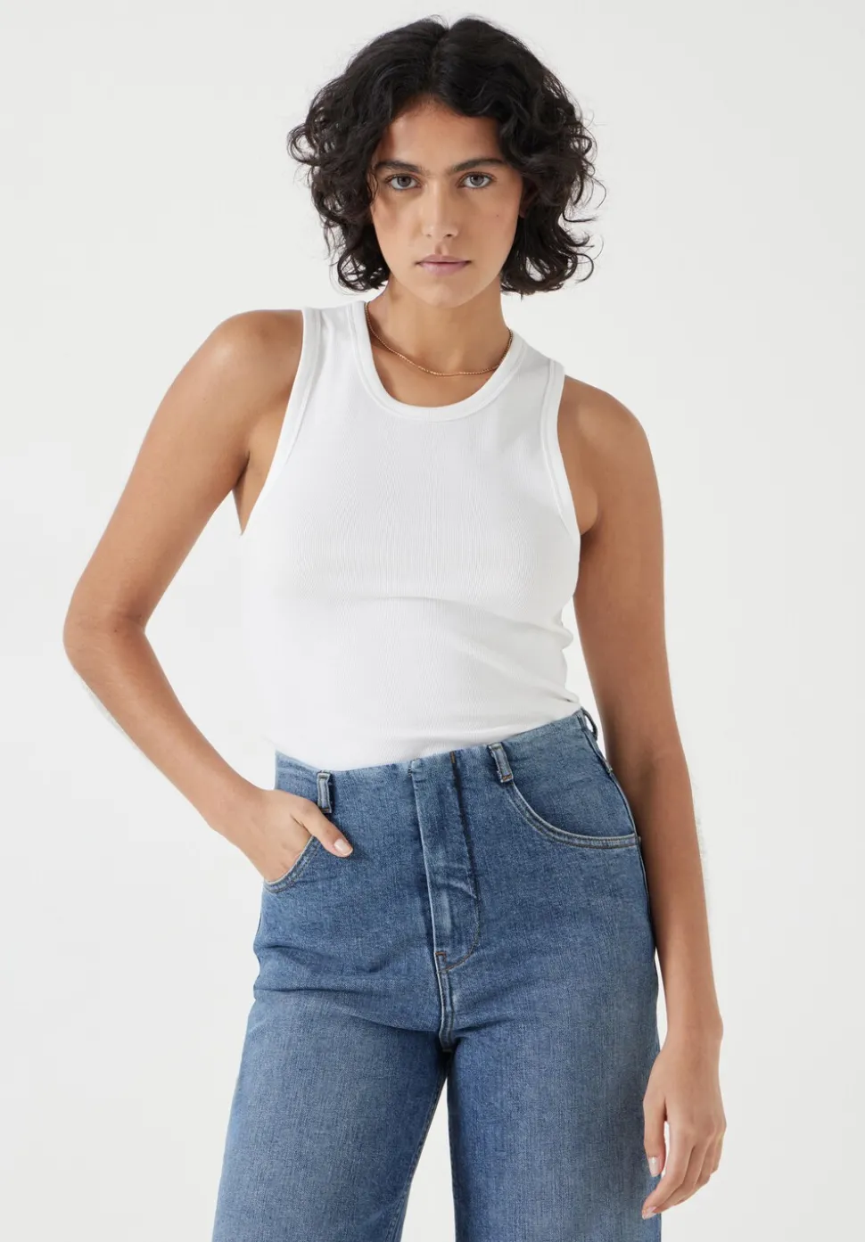 High Neck Ribbed Vest