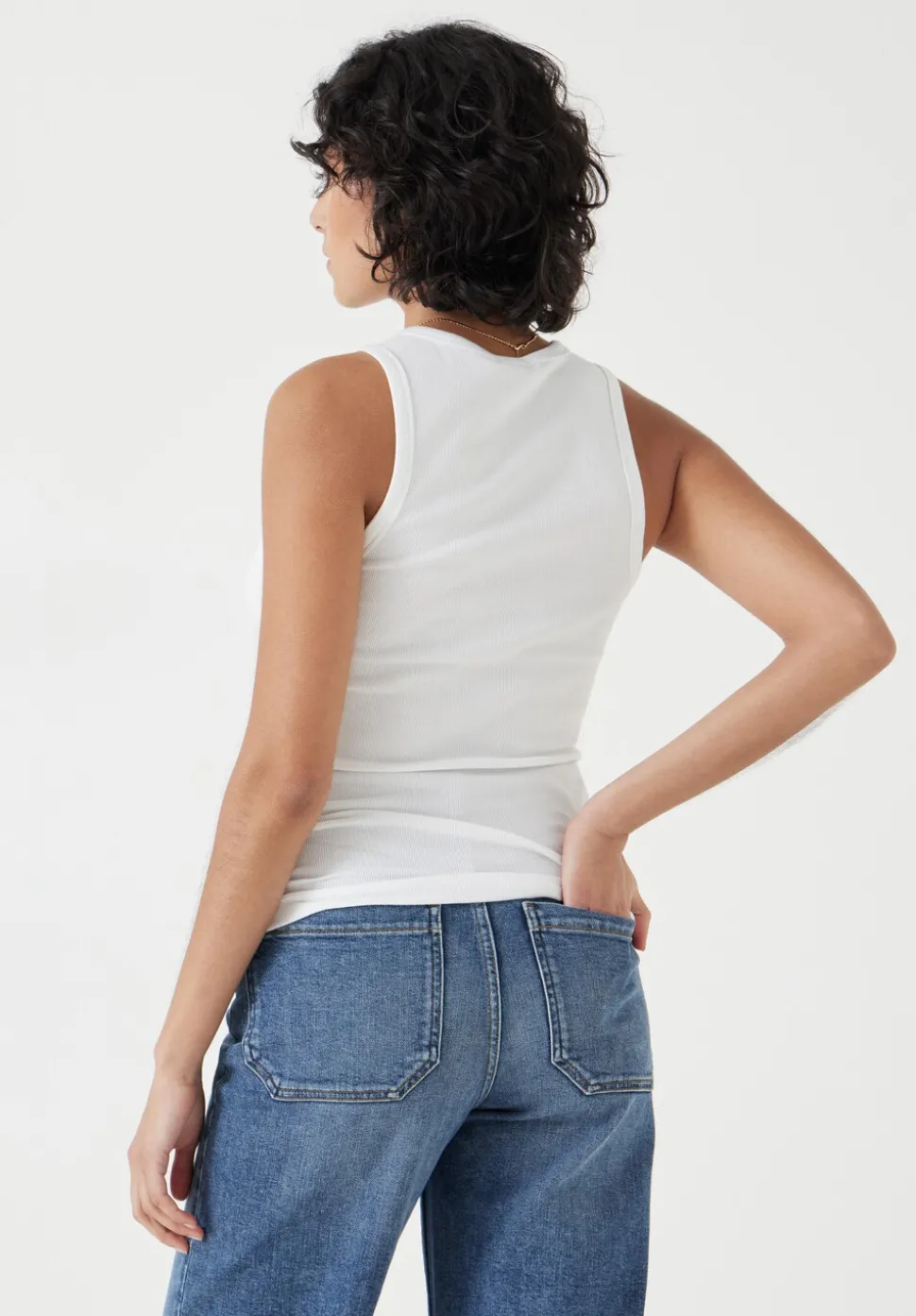 High Neck Ribbed Vest