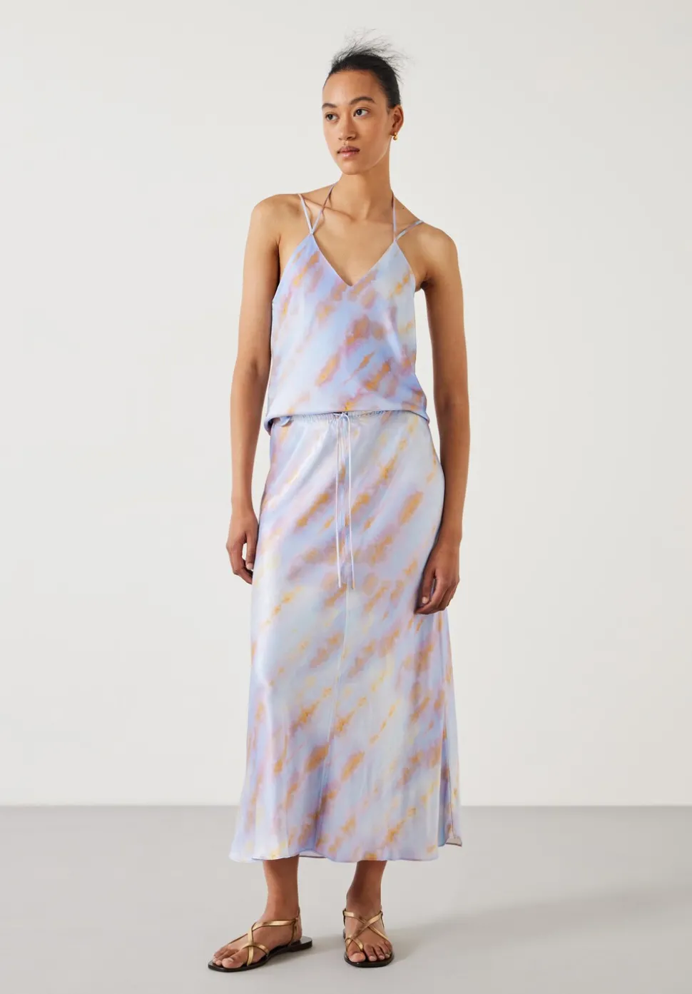 Indra Satin Midi Skirt