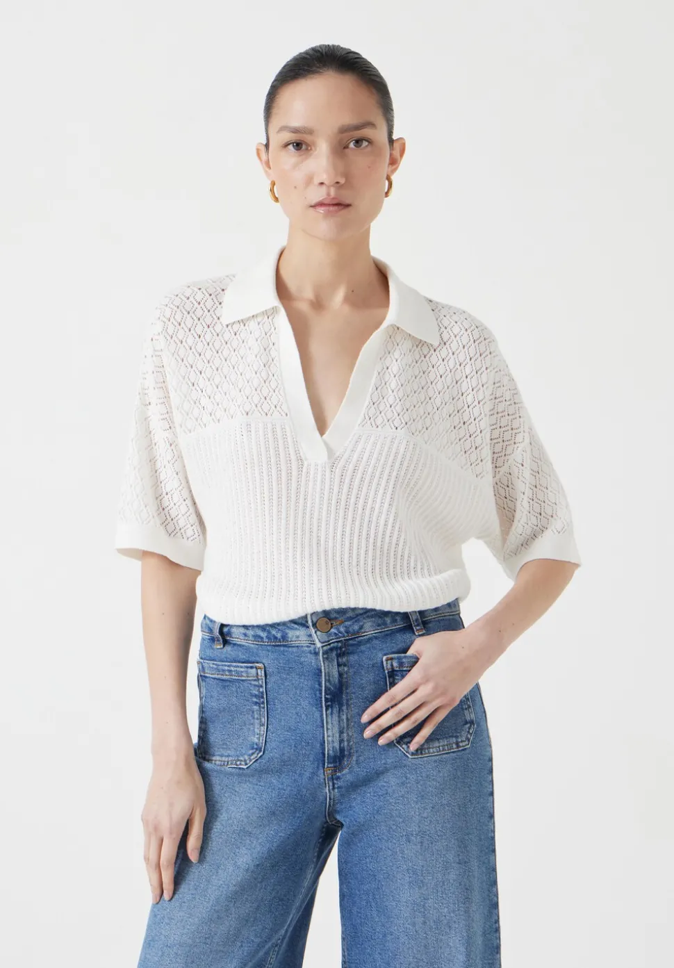 Interest Stitch Collar Top