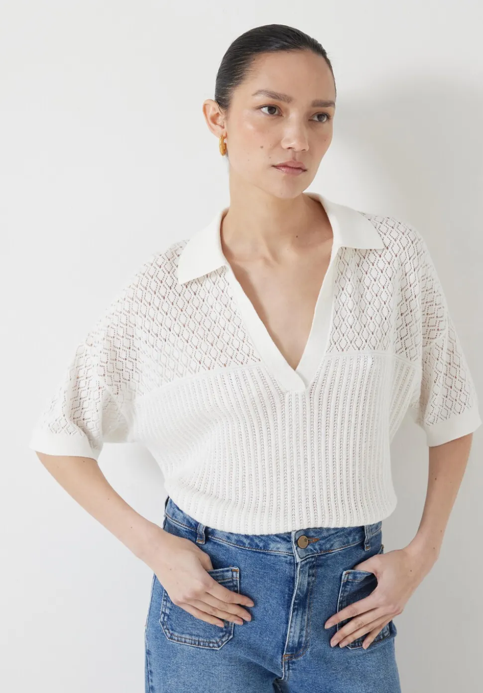 Interest Stitch Collar Top