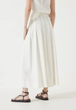 Ivy Pleated Linen Blend Midi Skirt