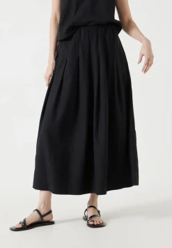Ivy Pleated Linen Blend Midi Skirt