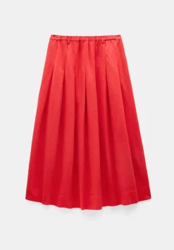 Ivy Pleated Linen Blend Midi Skirt