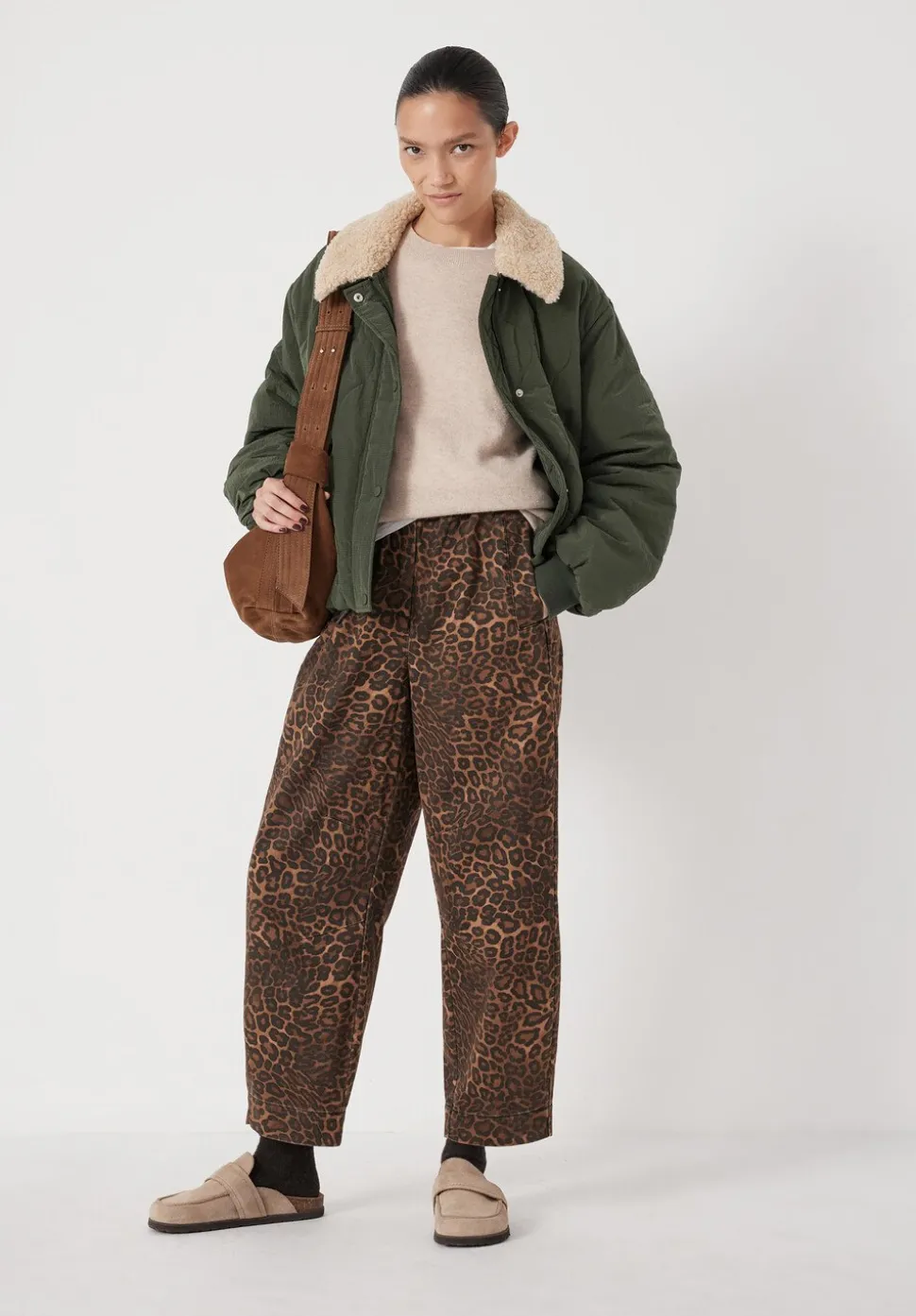 Jack Barrel Leg Pull On Cotton Trousers