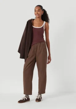 Jack Barrel Leg Pull On Cotton Trousers