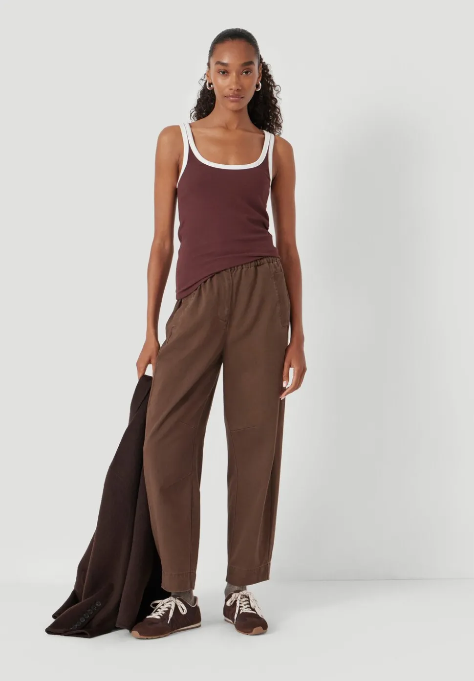 Jack Barrel Leg Pull On Cotton Trousers