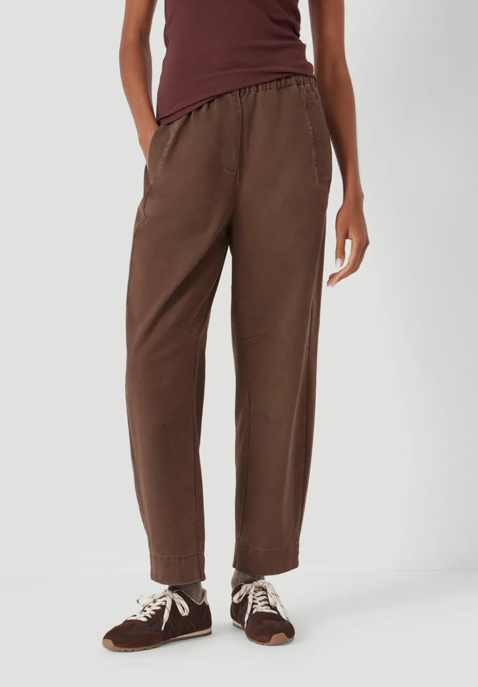 Jack Barrel Leg Pull On Cotton Trousers