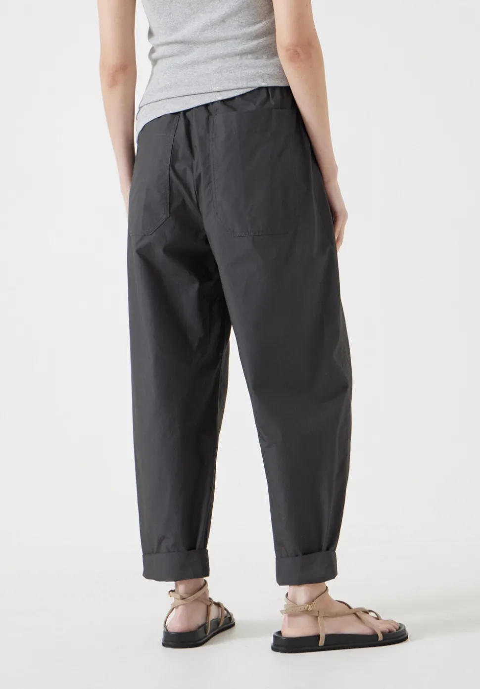 Jack Barrel Leg Pull On Lightweight Cotton Trousers