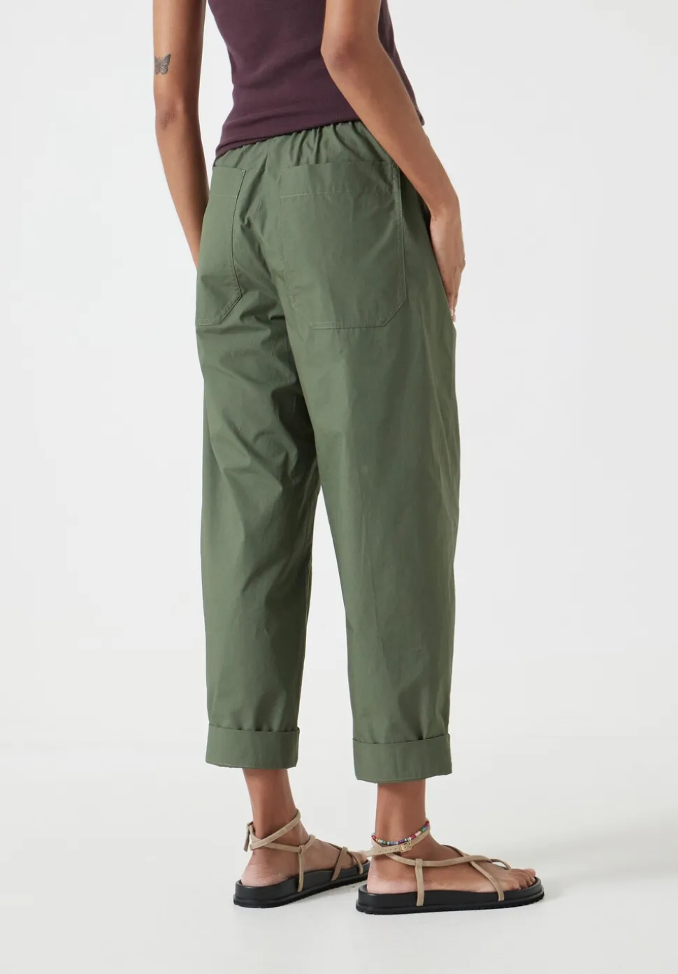 Jack Barrel Leg Pull On Lightweight Cotton Trousers