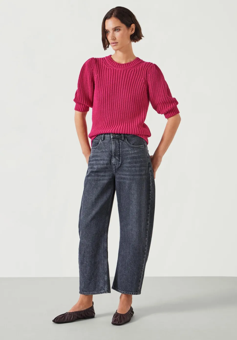 Jessie Cotton Puff Sleeve Ribbed Top
