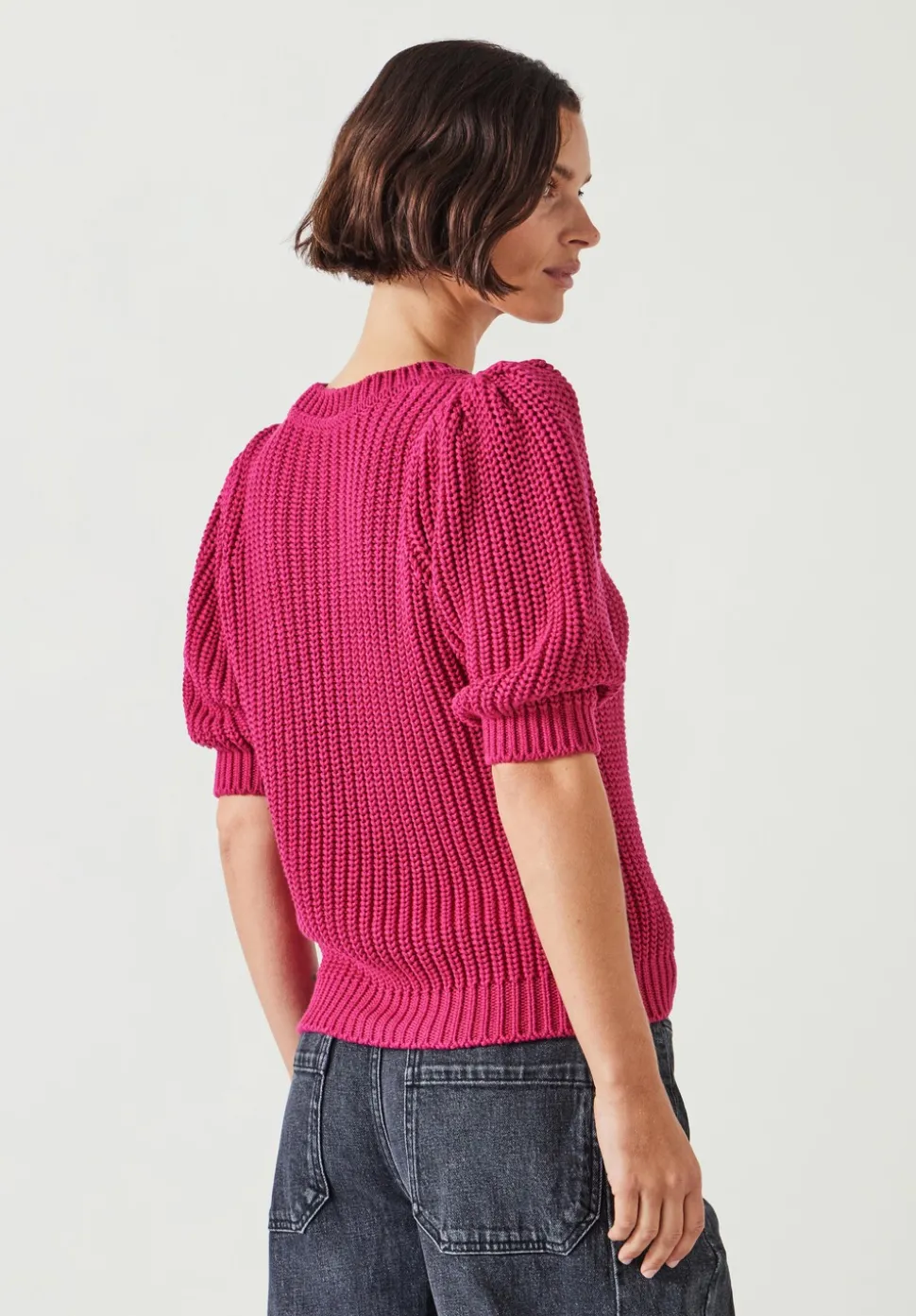 Jessie Cotton Puff Sleeve Ribbed Top