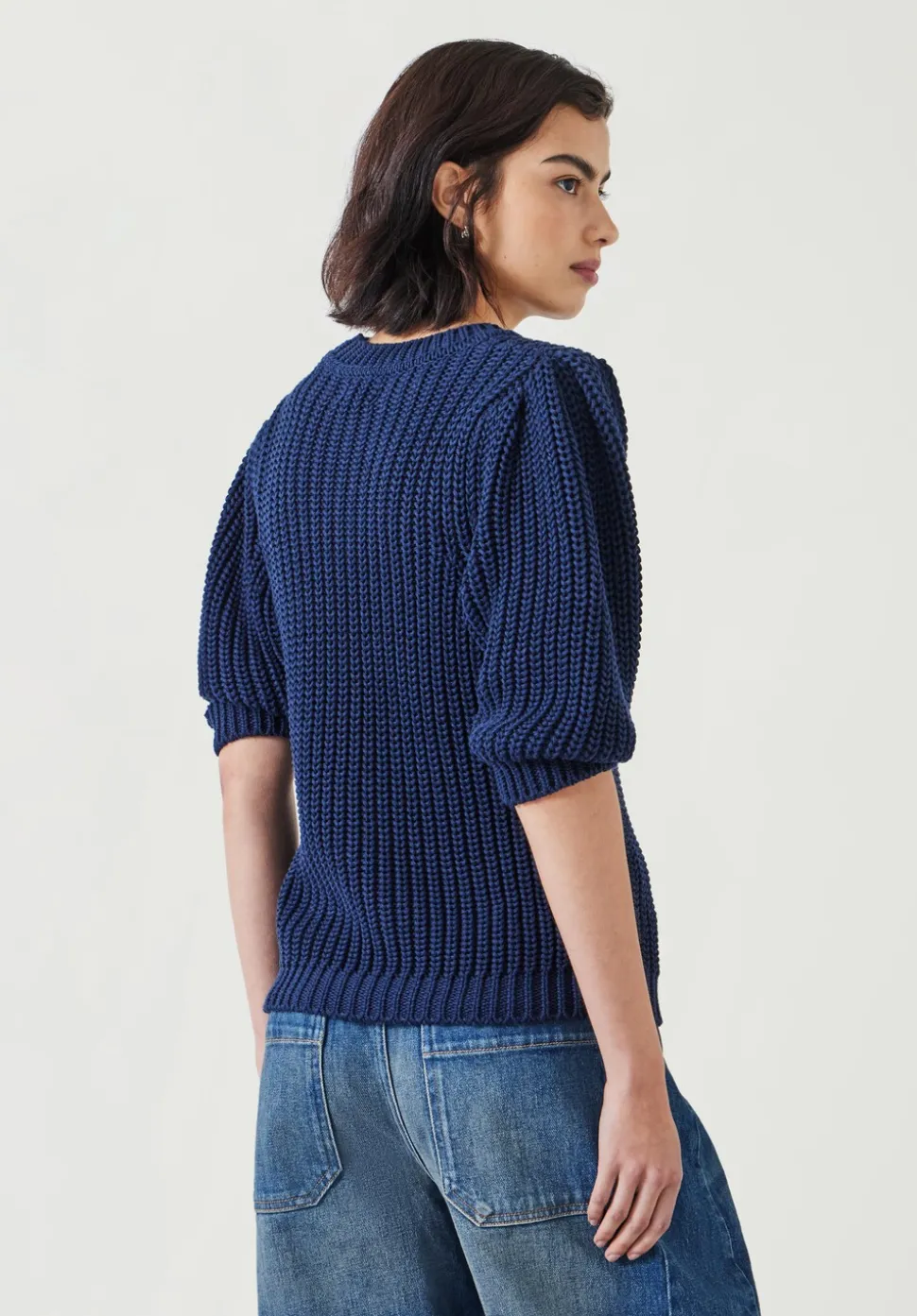 Jessie Cotton Puff Sleeve Ribbed Top