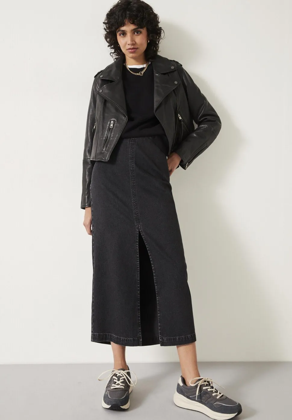 Jet Cropped Leather Biker Jacket