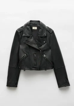 Jet Cropped Leather Biker Jacket
