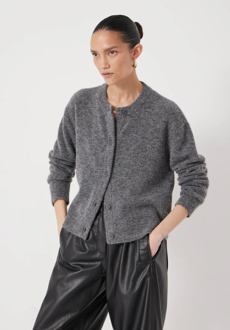 Juni Crew Neck Wool Blend Cardigan
