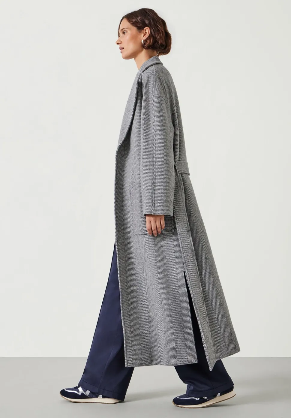 Kaitlin Wool Blend Herringbone Coat