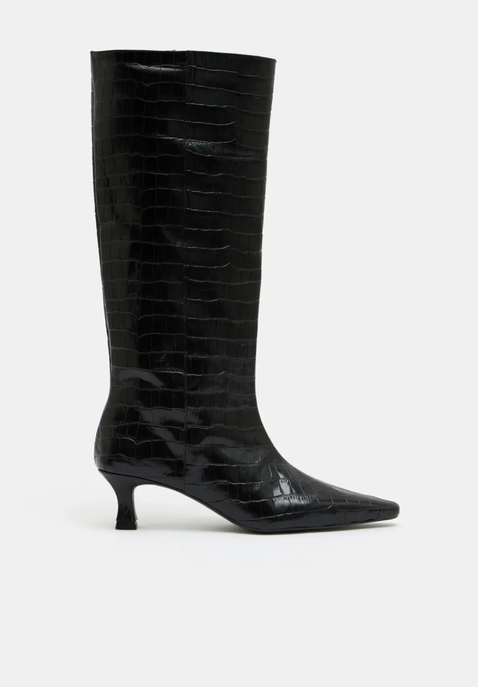 Katlynn Leather Kitten Heel Knee Boots