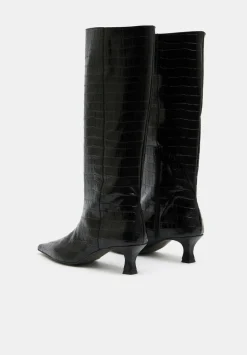 Katlynn Leather Kitten Heel Knee Boots