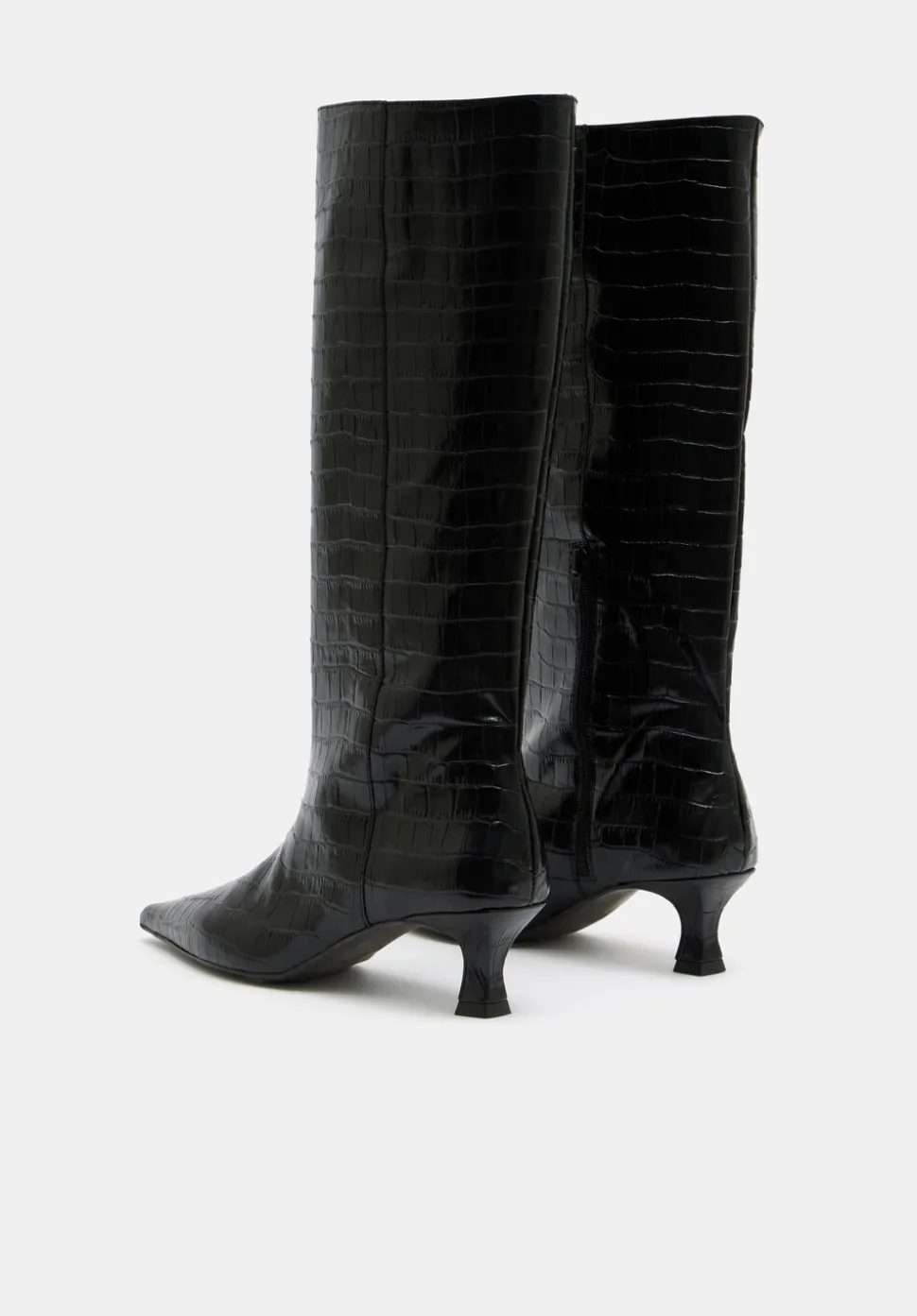 Katlynn Leather Kitten Heel Knee Boots