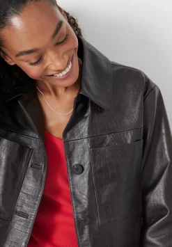 Kelly Croc Effect Leather Jacket