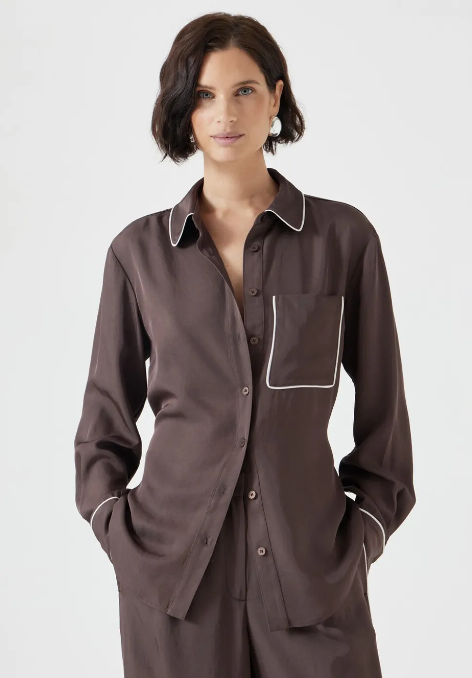 Kinsey Long Sleeve Piping Detailed Shirt
