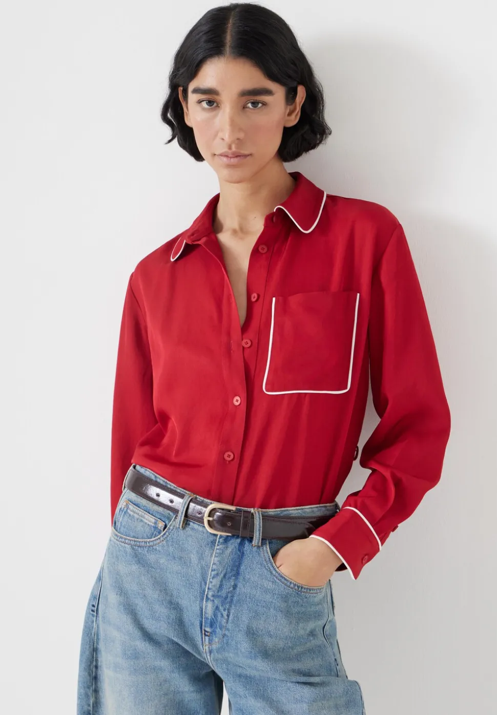 Kinsey Long Sleeve Piping Detailed Shirt