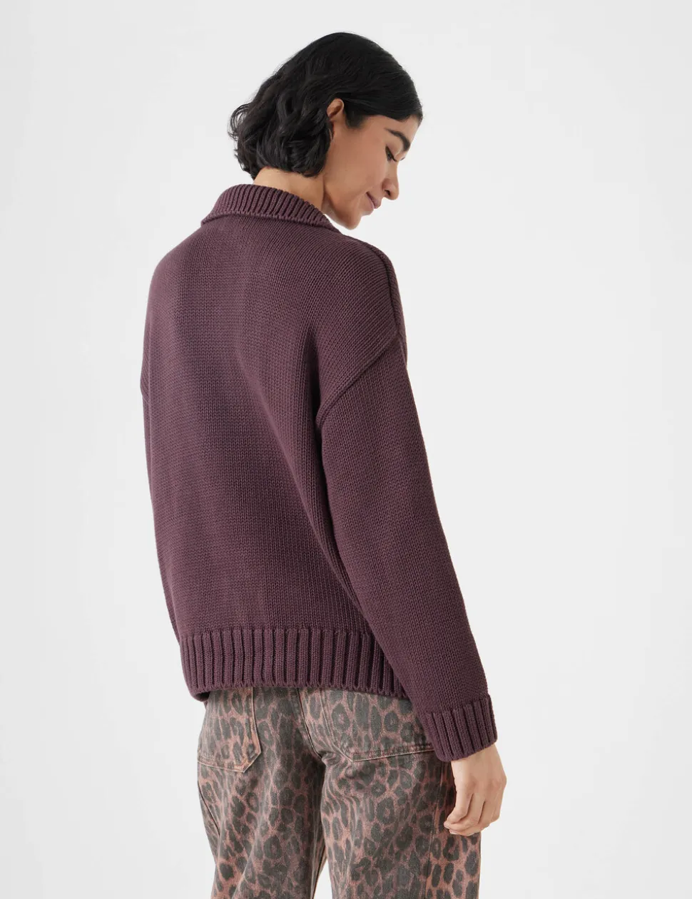 Knitted Cotton Rugby Jumper With Pocket