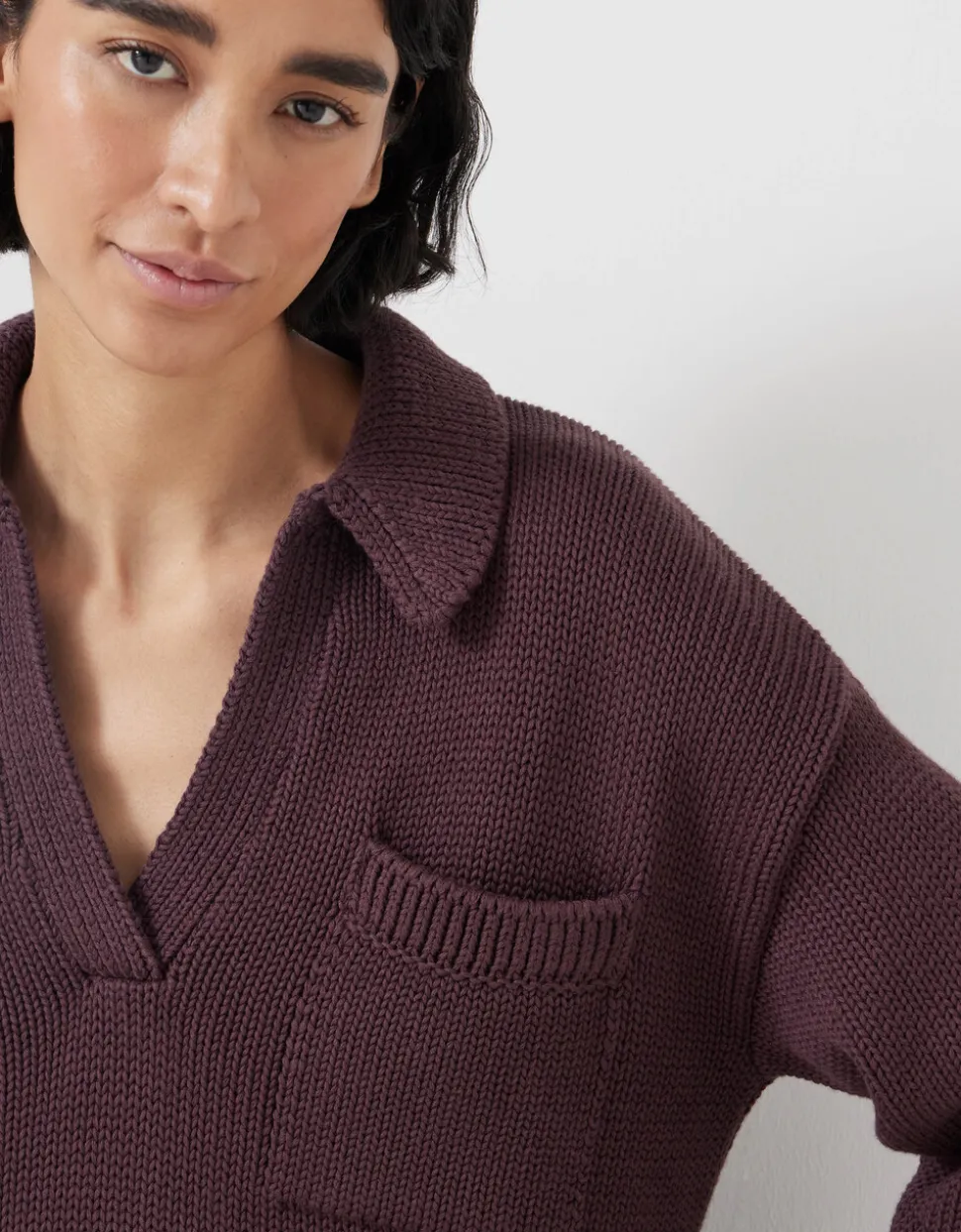 Knitted Cotton Rugby Jumper With Pocket