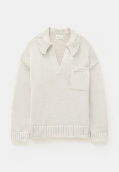 Knitted Cotton Rugby Jumper With Pocket