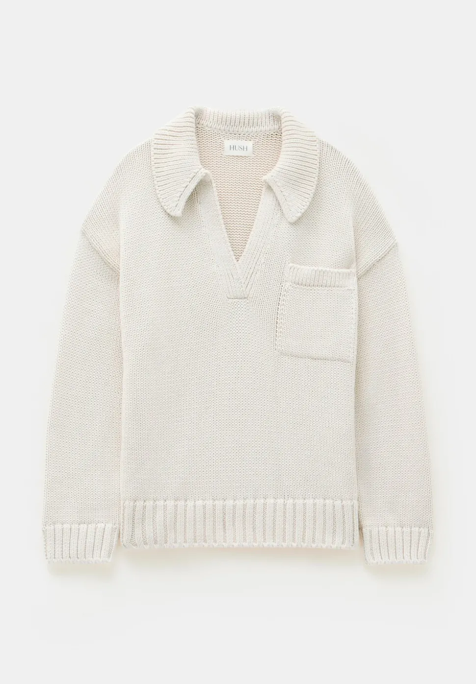 Knitted Cotton Rugby Jumper With Pocket