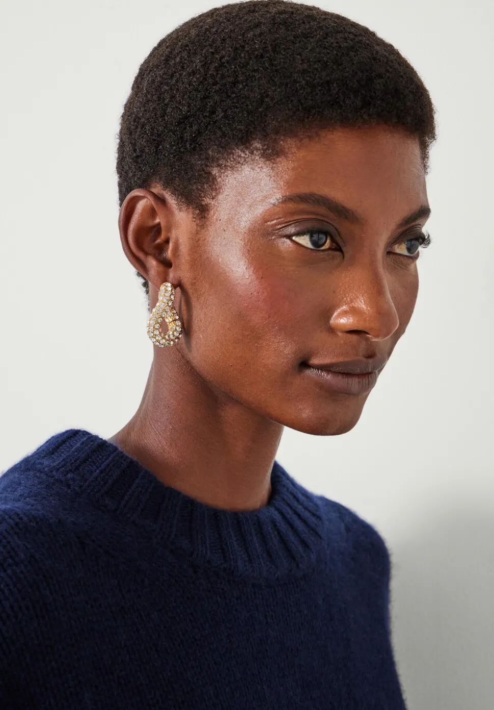 Large Pia Pave Twist Hoop Earrings