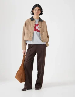 Leather Collar Cropped Jacket
