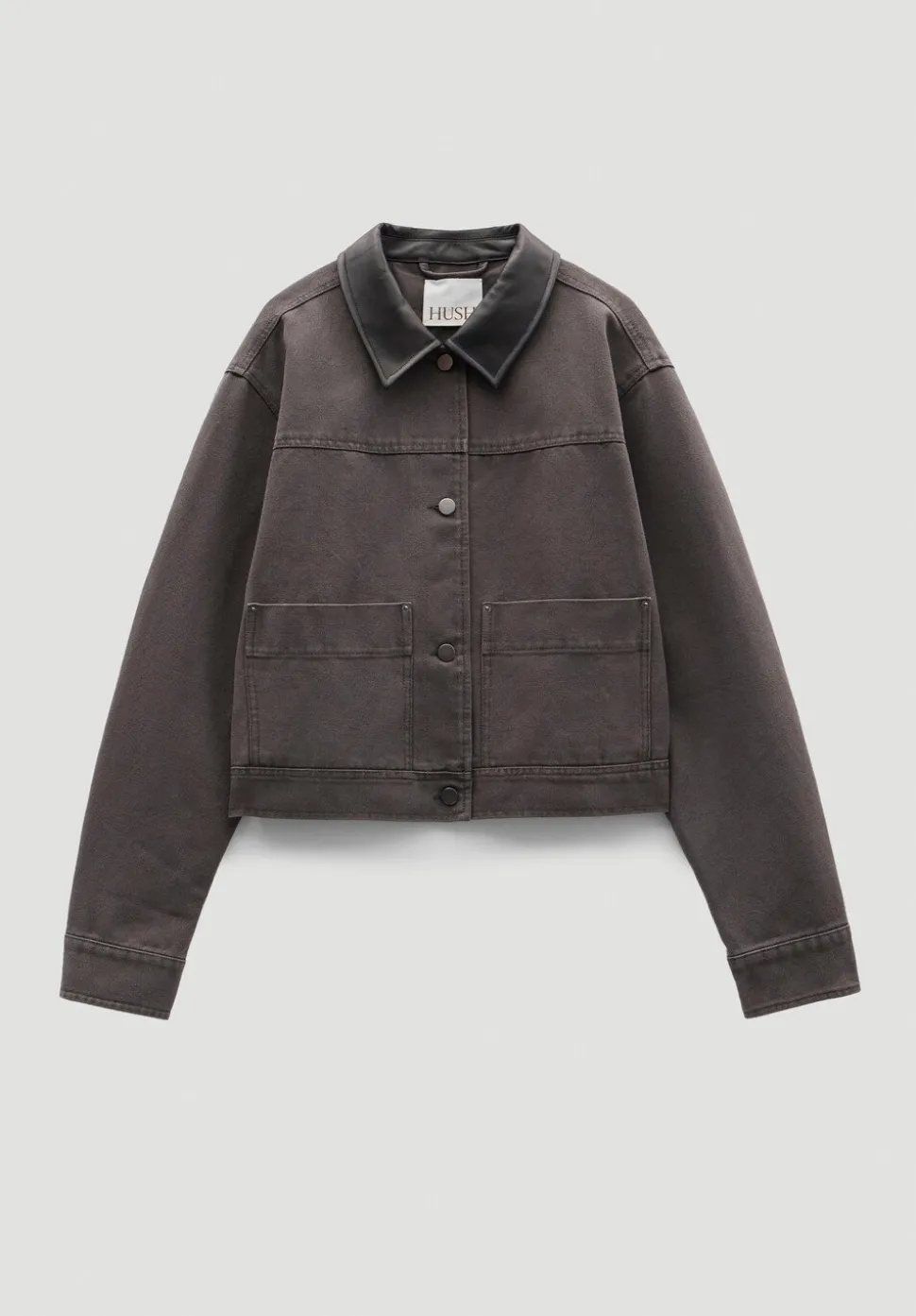Leather Collar Cropped Jacket