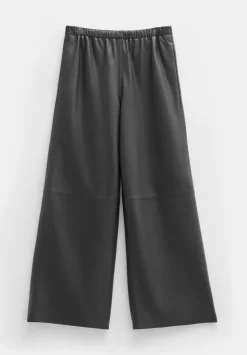 Leather Cropped Wide Leg Trousers