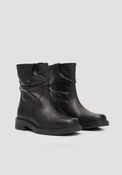Leather Slouchy Biker Boot