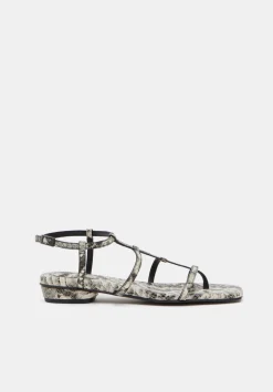 Leather Strappy Low Heel Sandals