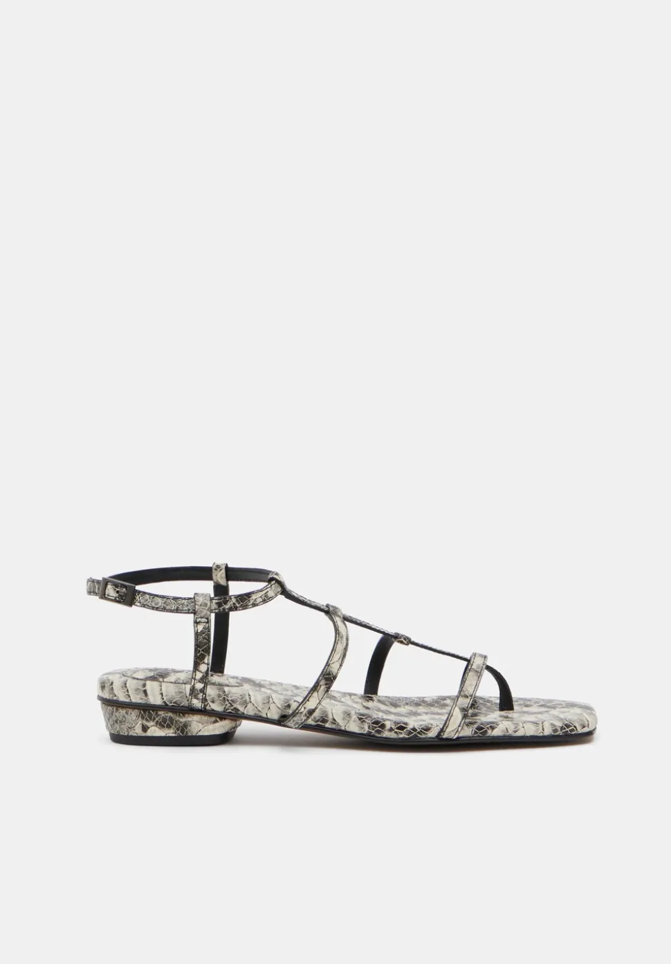 Leather Strappy Low Heel Sandals