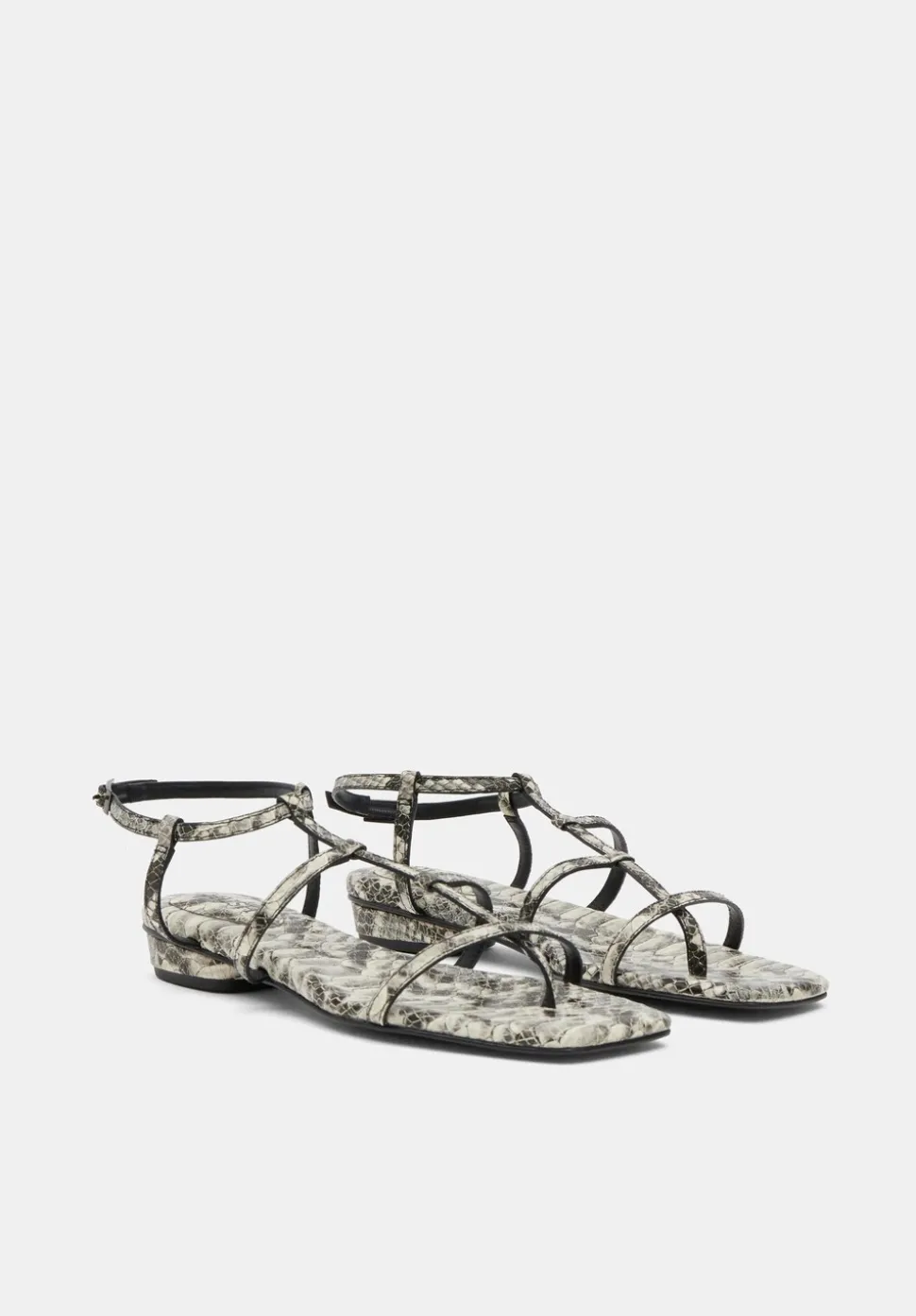 Leather Strappy Low Heel Sandals