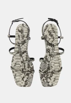 Leather Strappy Low Heel Sandals