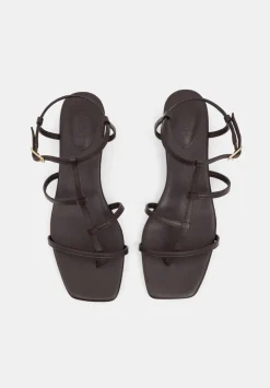 Leather Strappy Low Heel Sandals