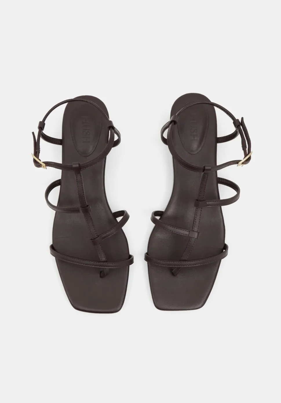Leather Strappy Low Heel Sandals