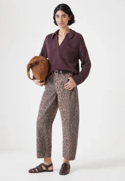 Leopard Print Barrel Leg Jeans