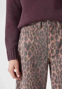 Leopard Print Barrel Leg Jeans