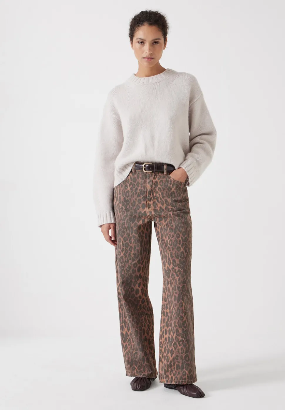 Leopard Wide Leg Jeans