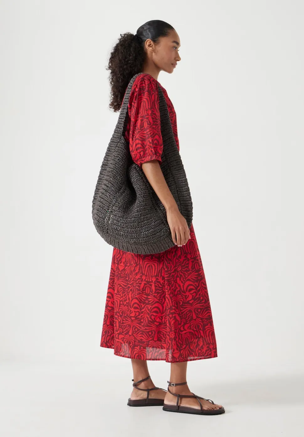 Lhea Printed Midi Cotton Dress