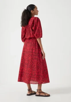 Lhea Printed Midi Cotton Dress