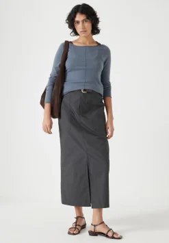 Lightweight Cotton Column Midi Skirt