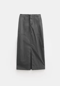 Lightweight Cotton Column Midi Skirt